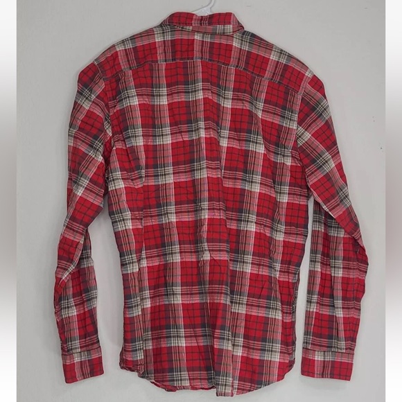 Filson Rustic Oxford Shirt Red Khaki Grey Cotton Size XL Mens - Picture 2 of 8